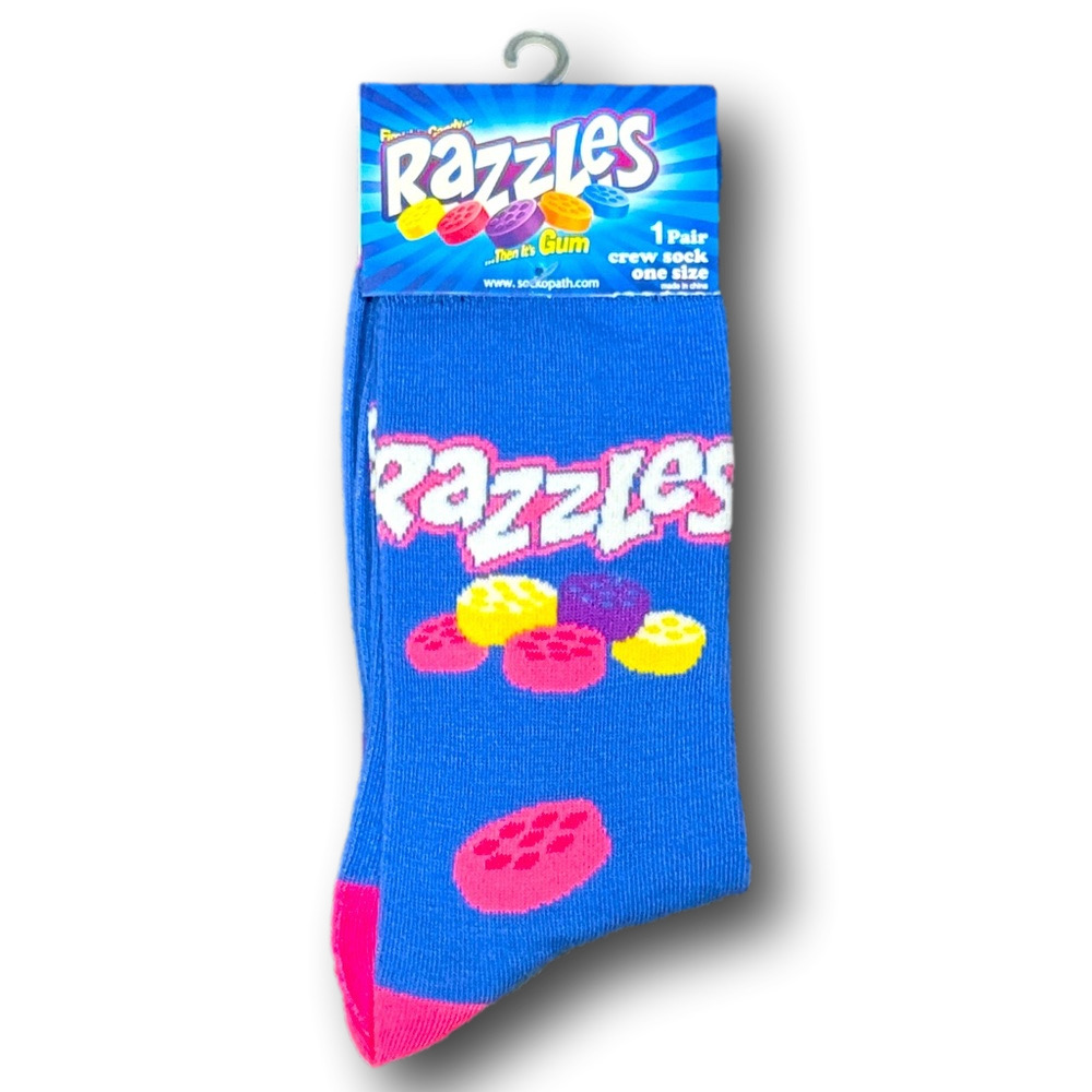 3/$20 Razzles Retro Candy Funny Novelty Crew Socks - NWT
